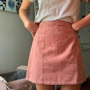 Pink corduroy mini skirt